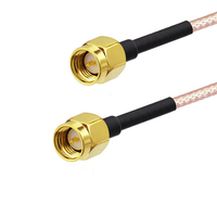 Kabel Antena Koaksial RG316 50ohm Isolasi PTFE Konduktor Tembaga Murni RoHS untuk Penggunaan Elektronik (Laku Keras, 2 Buah untuk Pria)