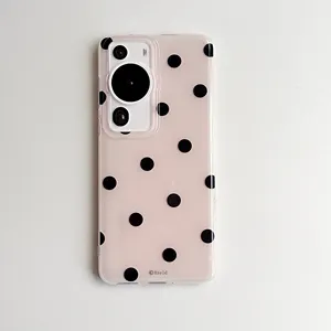 High End Ins Style Minimalist Black Wavelet Dot Pattern Double-Sided Imd Fashion 15 Pro Max For IPhone 15 Case For Huawei P Mate
