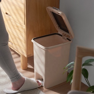 Cubo de basura rectangular moderno para cocina, baño, basura, papel de desecho, cubo de basura interior con tapa de prensa, 8, 10, 15, 20l, blanco - Product Image 1