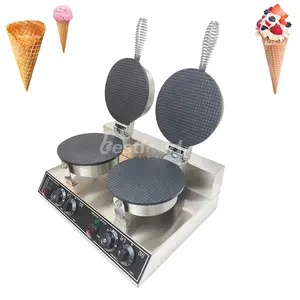 110V/220V Waffle Cone Maker/ Commercial Double Waffle Cone Iron/ Stainless Steel/ Nonstick