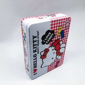 Caja de regalo rectangular de Hello Kitty de gran tamaño directa de fábrica, embalaje de metal de hojalata de calidad para galletas y aperitivos - Product Image 3