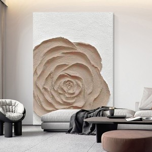 Peinture à l'huile peinte à la main, fleur de rose, décoration murale minimaliste moderne, grand format vertical pour salon, entrée - Product Image 4