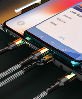 Câble de transfert de données et de charge rapide 3-en-1 plaqué or 1,2 m, 5A, tressé en nylon, pour iPhone Samsung (vente en gros)