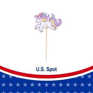 Decoraciones de Pastel de Unicornio con Palillos y Banderines Recortados para Fiestas Infantiles de 3 a 6 Años, Estilo de Corte en Plástico - Product Image 4