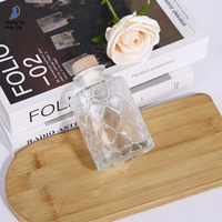 Bouteille vide de diffuseur d'arômes à bâtonnets, à motif sculpté, pour huiles essentielles et aromathérapie, avec bouchon en bois