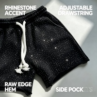 Shorts en coton extensible pour homme, décorés de strass, taille élastique avec cordon de serrage, coupe ample, pour le quotidien, personnalisation disponible