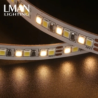 Bridgelux double couleur IP20 192LED/M haute qualité 15W SMD 2835 LED bande lumineuse DC 24V 8mm PCB largeur découpable caractéristique