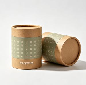 Custom Craft Paper Tube Green Gold <b>Foil</b> Recyclable Packaging with Hot Stamping Design for Candle Gift & Cosmetic - Product Image 2