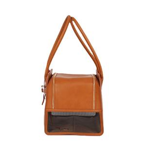 Şık moda çevre dostu <span class=keywords><strong>PU</strong></span> deri köpek evcil hayvan taşıyıcı 5kg nefes örgü paneli fermuar kapatma sırt çantası - Product Image 3