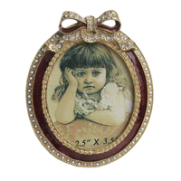 Or Bourgogne Perles Perlé Bébé Ruban Cadre Photo Pour 2.5x3 Pouces Papier Européenne Maison De Table En Alliage de Zinc Ovale Cadre Photo