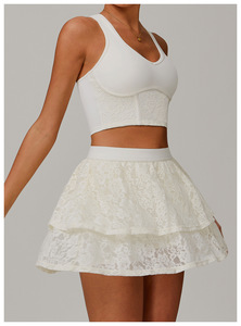 Aoyema Vêtements de sport pour femme Padel Vêtements respirants en dentelle à séchage rapide Pickleball Outfit Naked Yoga Gym <span class=keywords><strong>Tennis</strong></span> Skirts Set - Product Image 3