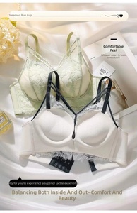 Soutien-gorge long push-up sexy pour petites poitrines, en dentelle florale, sans armatures, lissant, avec bretelles à volants, tailles 32-38, 5 couleurs - Product Image 4