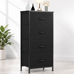 Cómoda Moderna para Dormitorio con Cajones, Estructura Metálica y Tapa de Madera, Mueble Organizador de Almacenamiento para Sala de Estar o Armario - Product Image 1