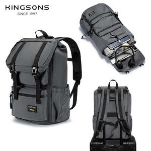 Kingsons Men's <b>Backpack</b> 20-35L <b>Waterproof</b> Expandable Everyday Travel Outdoor Hiking Bag Solid Color <b>Black</b> Gray White - Product Image 4