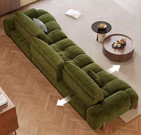 Canapé modulaire en chenille Green Cloud, canapé capitonné avec accoudoirs réglables, vente en gros directe d'usine