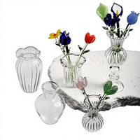 Nouvelle Décoration de Mini Vase en Verre Faite à la Main de Style Japonais avec Glaçure pour Bouquet de Fleurs Fraîches Simulées