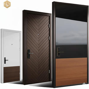 Villa moderne 304 Porte de sécurité en acier inoxydable avec serrure intelligente à empreinte digitale antivol Portes d'entrée principale avant - Product Image 1