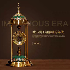 European Retro <b>Metal</b> Table <b>Clock</b> Pendulum Silent Home Dcor Living Room Ornament Circular Design Luxury Decoration - Product Image 3