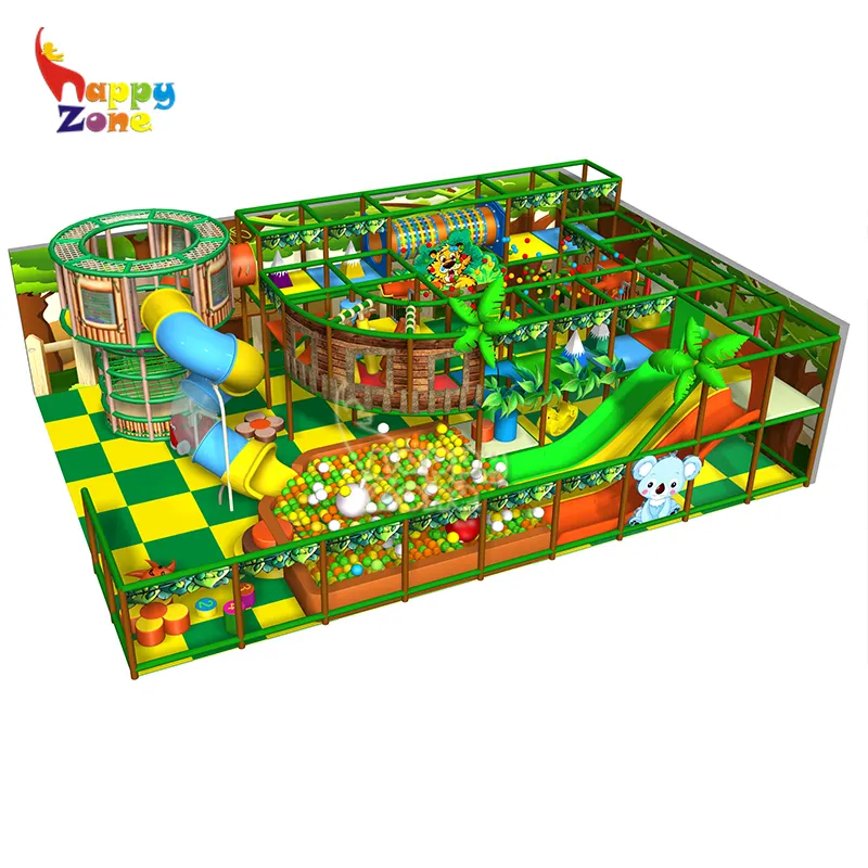Детская крытая игровая площадка джунглей на заказ, мягкая игровая площадка с пауковой башней для продажи