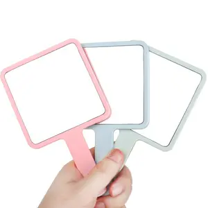 Оптовая цена, мини-зеркало для макияжа с логотипом, белое, черное, розовое ручное зеркало