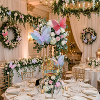 Papillon 3D géant en organza de soie, fleur décorative, toile de fond écologique, centre de table pour événements de mariage, décorations de table