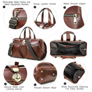 Sac de Médecin en Cuir Pleine Fleur Pull-Up pour Homme, avec Cadre Métallique Structuré, Porte-Ordinateur Portable 14'' et Sangle Amovible à Fermeture Push-Lock - Product Image 6