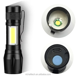 Mini zoom focus Đèn pin COB + XPE Tactical Torch Led đèn pin USB sạc không thấm nước Keychain đèn pin với clip - Product Image 3