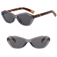 Lunettes de soleil rétro polygonales à petite monture œil de chat UV400 légères en PC tendance pour adultes