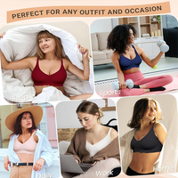 Sujetador sin costuras para mujer, con cobertura total, cuello en V, tirantes ajustables, copas acolchadas, diseño de una pieza, realce natural, comodidad durante todo el día