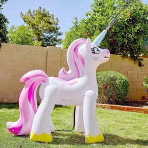 Inflatable Water Spraying Unicorn Garden Toy 160cm PVC Spray Horse For Kids Outdoor Play - Product Image 2