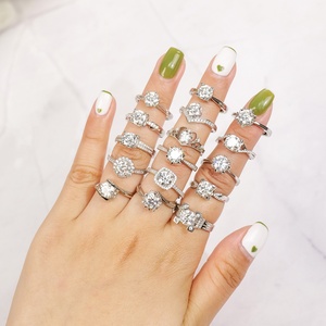 Anillos Ajustables de Plata de Ley 925 con Moissanita VVS con Certificado de Autenticidad para Mujer, Venta al por Mayor - Product Image 2