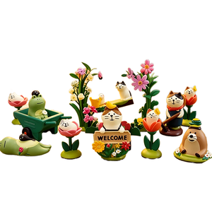 Figurines en résine d'animaux mignons (chat, grenouille) - Ornements de bureau et de jardin pour le Nouvel An chinois et Thanksgiving, artisanat fait main pour micro-paysages DIY - Product Image 1
