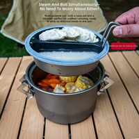 Casserole multifonctionnelle 3 pièces pour extérieur, micro-pression, cuisson à la vapeur portable, acier inoxydable 304, ustensiles de cuisine de camping, gaz, induction