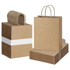 Sacs cadeaux en papier kraft 8 x 4,25 x 10 pouces marron, 200 pièces, sacs d'emballage en vrac pour fêtes et vente au détail - Product Image 1