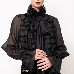 Camisas de Seda de Lujo para Mujer, Estilo Elegante, con Volantes, de Alta Calidad, Ecológicas, Nuevos Estilos, Fabricante Ético, OEM ODM - Product Image 1