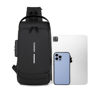 Men's Stylish Anti-Theft Crossbody <b>Bag</b> with Combination Lock Convenient for Travel Fashion Zipper Closure Casual Wear - Product Image 5