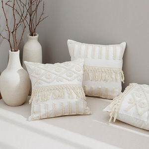 Fodera per cuscino di perle Boho di nuovo Design 45x45cm passante <span class=keywords><strong>bianco</strong></span> con rifiniture in <span class=keywords><strong>pizzo</strong></span> fodera per cuscino rimovibile - Product Image 3