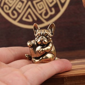 Figurine de chien vintage en laiton avec cœur, charmante statue de <span class=keywords><strong>bouledogue</strong></span> français, parfaite pour le bureau ou la décoration de la maison, cadeau unique - Product Image 3