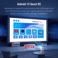 Mini projecteur Javoda H2P Allwinner H727 Android 14 intelligent 5G WiFi 8 Go 720P avec batterie intégrée, portable, pour cinéma maison et usage professionnel