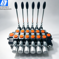 Katup Kontrol Arah Dua Arah Hidrolik Manual Haohong 90 Liter/menit 6 Spool 250bar Distributor Hidrolik
