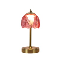 Lampe de table tactile en verre à intensité variable, design floral, pour salon/chambre, ambiance Pat Pat, style luxe léger