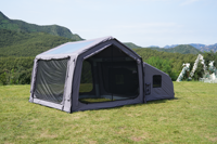 Tente de camping gonflable OEM ODM, directement de l'usine, tente de glamping à air en coton mélangé 4 saisons avec cheminée et port pour câble, couleur kaki