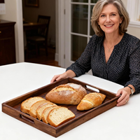 Plateau rectangulaire en bois de noyer pour thé à bulles, gâteaux, pain, petit-déjeuner, collations, fournitures hôtelières, plateau à thé pour restaurant
