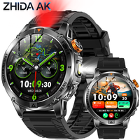 Montre connectée sportive AK93 1000mAh avec lampe de poche, tracker d'activité pour hommes, météo, compteur de pas, calories, fréquence cardiaque, tension artérielle