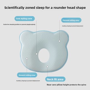 Almohada Transpirable de Poliéster/Lino para Bebés Recién Nacidos, Relleno de Espuma Viscoelástica, Forma Ergonómica, Rebote Lento - Product Image 3