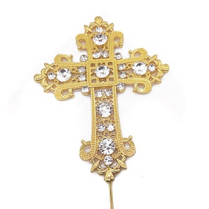 Wholesale Rose gold cross rhinestone cake Topper for religious baptism christening cake decoration - Product Image 4