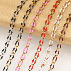 Stainless Steel PVD 18k Gold Plated Oval Shape Double-sides Enamel Chain Findings for <strong>Jewelry</strong> Making Accessory <strong>Supplies</strong> - Product Image 5