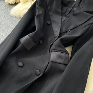 Abito Trench Vintage Francese da Donna, Doppiopetto con Cintura, Maniche Lunghe, Tinta Unita, Midi, Elegante e Casual - Product Image 5
