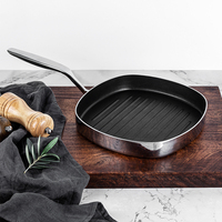 Poêle à griller antiadhésive pour la maison, idéale pour la viande et le poisson, en acier inoxydable de haute qualité