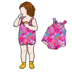 Combinaison d'été pour bébé fille Ga-10 personnalisable avec logo, bretelles, imprimé dinosaure, fermeture auto-agrippante, en coton biologique - Product Image 4